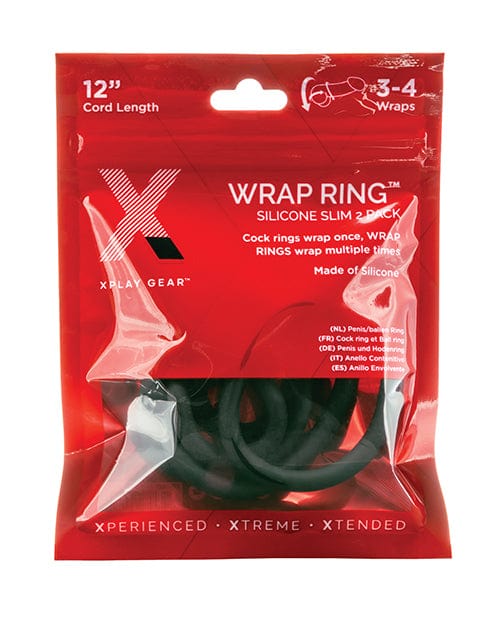 Perfect Fit Brand XPlay Gear Silicone 12" Slim Wrap Ring - Black Pack Of 2 Penis Toys