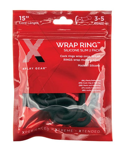 Perfect Fit Brand XPlay Gear Silicone 15" Slim Wrap Ring - Black Pack Of 2 Penis Toys