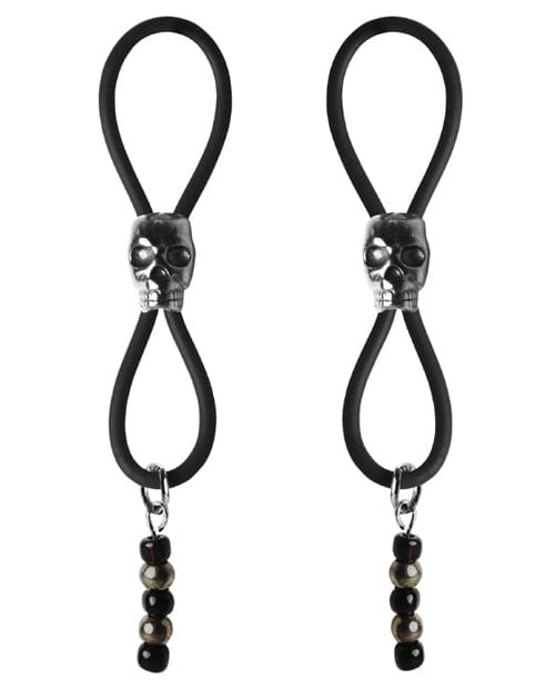 Bijoux De Nip Nipple Halos Black Skull Slider - Black-Silver
