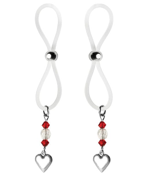 PHS International Bijoux De Nip Nipple Halos Heart Charm - Red-Clear Kink &amp; BDSM