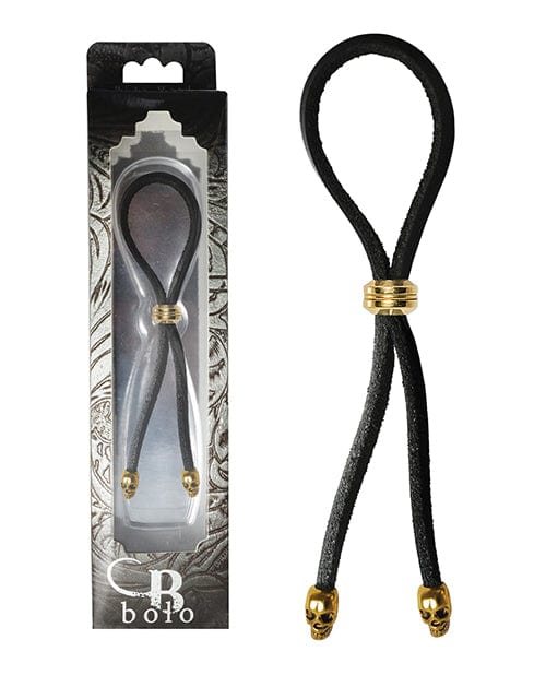 Bolo Cock Ring Leather Lasso Bead Slider with Skull Tips