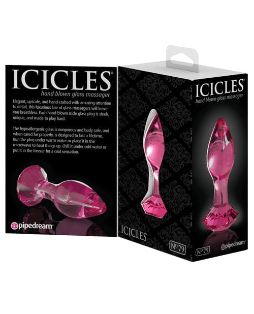 Pipedream Products Icicles No. 79 Hand Blown Glass Diamond Butt Plug - Pink Anal Toys