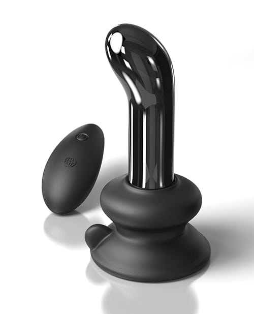 Pipedream Products Icicles No. 84 Hand Blown Glass Vibrating Butt Plug with Remote - Black Anal Toys