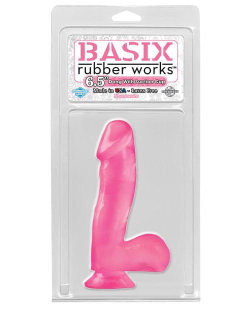 Pipedream Products Basix Rubber Works 6.5" Dong with Suction Cup Pink Dildos