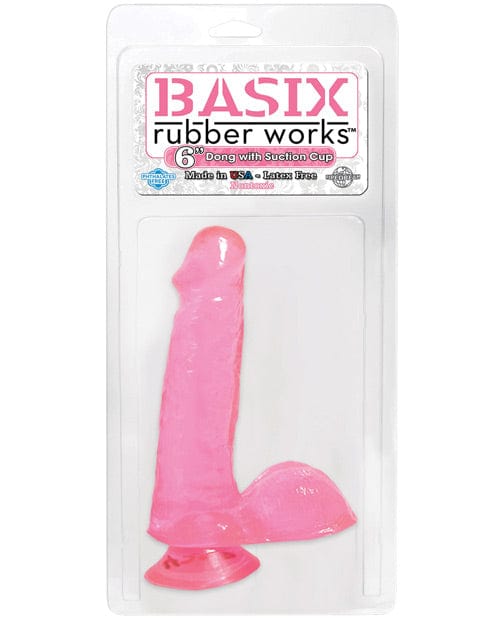 Pipedream Products Basix Rubber Works 6" Dong with Suction Cup - Pink Dildos