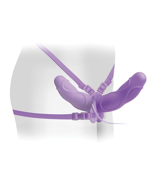 Pipedream Products Fetish Fantasy Elite Vibrating Double Delight Strap On - Purple Dildos
