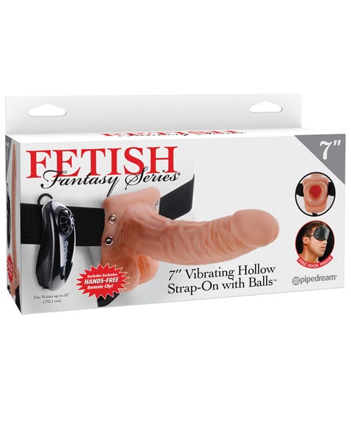 Pipedream Products Fetish Fantasy Series 7" Vibrating Hollow Strap On with Balls Flesh Dildos