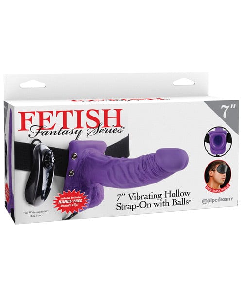 Pipedream Products Fetish Fantasy Series 7" Vibrating Hollow Strap On with Balls Purple Dildos