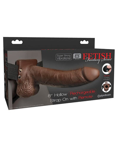 Pipedream Products Fetish Fantasy Series 8" Hollow Rechargeable Strap On with Remote - Brown Dildos