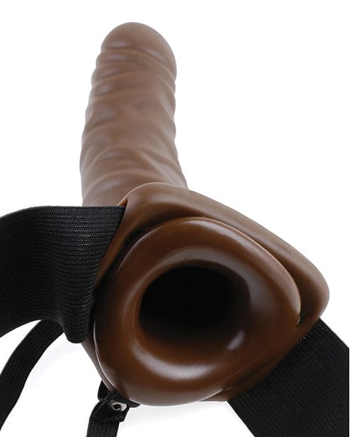 Pipedream Products Fetish Fantasy Series 8" Vibrating Hollow Strap On - Brown Dildos