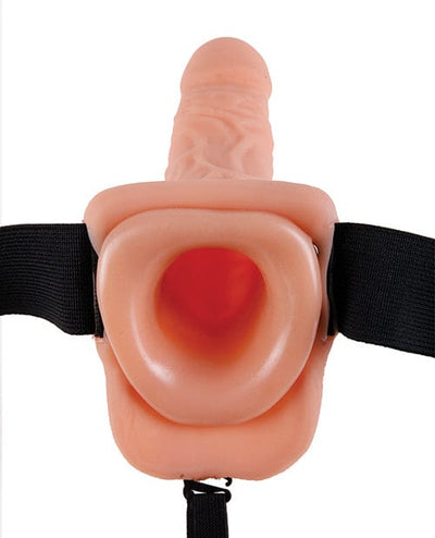 Pipedream Products Fetish Fantasy Series 9" Vibrating Hollow Strap On with Balls - Flesh Dildos