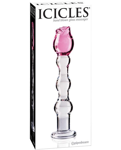 Pipedream Products Icicles No. 12 Hand Blown Glass Massager - Clear with Rose Tip Dildos