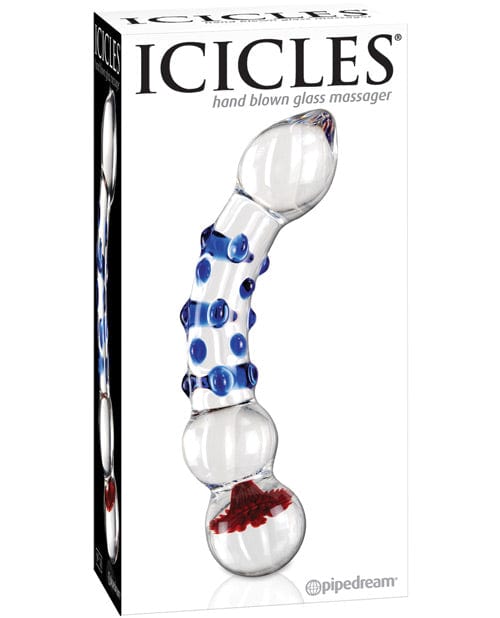 Pipedream Products Icicles No. 18 Hand Blown Glass Massager - Clear with Blue Knobs Dildos