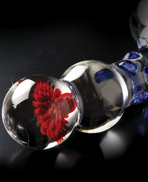 Icicles No. 18 Hand Blown Glass Massager - Clear with Blue Knobs