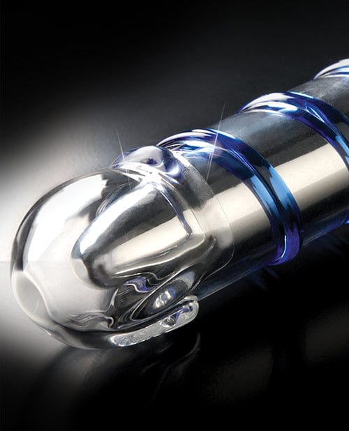 Pipedream Products Icicles No. 20 Hand Blown Glass Vibrator Waterproof - Clear with Blue Swirls Dildos