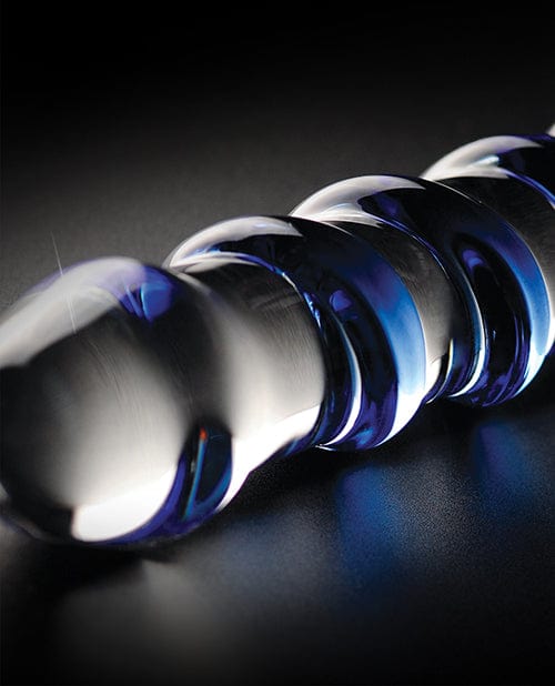 Icicles No. 5 Hand Blown Glass Massager - Clear with Blue Swirls