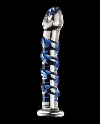 Pipedream Products Icicles No. 5 Hand Blown Glass Massager - Clear with Blue Swirls Dildos