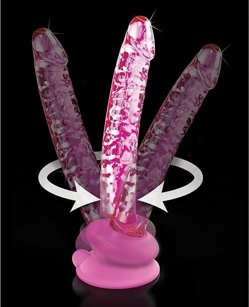 Icicles No. 86 Hand Blown Glass Massager with Suction Cup - Pink