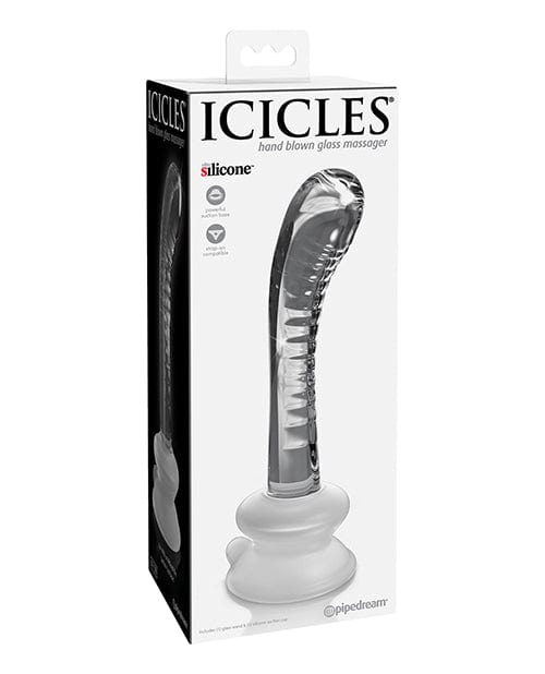 Icicles No. 88 Hand Blown Glass G-Spot Massager with Suction Cup - Clear