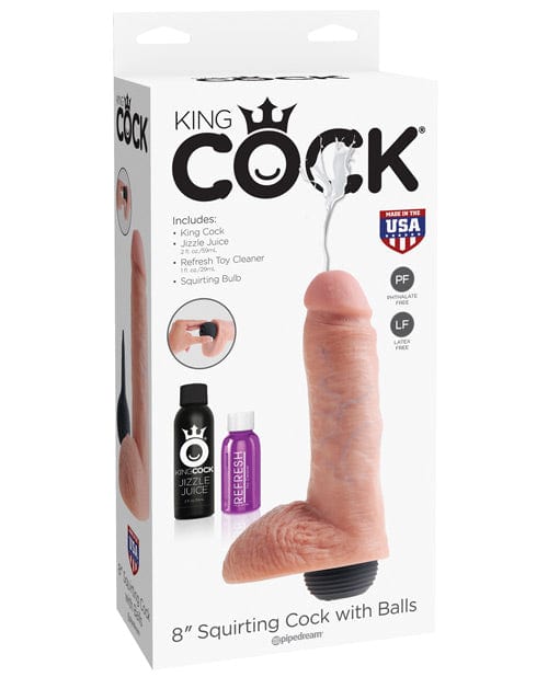 Pipedream Products King Cock 8" Squirting Cock with Balls Flesh Dildos