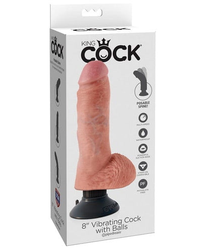 Pipedream Products King Cock 8" Vibrating Cock with Balls - Flesh Dildos