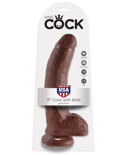 Pipedream Products King Cock 9" Cock with Balls Brown Dildos