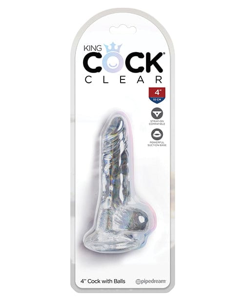 Pipedream Products King Cock Clear Cock with Balls 4" Dildos