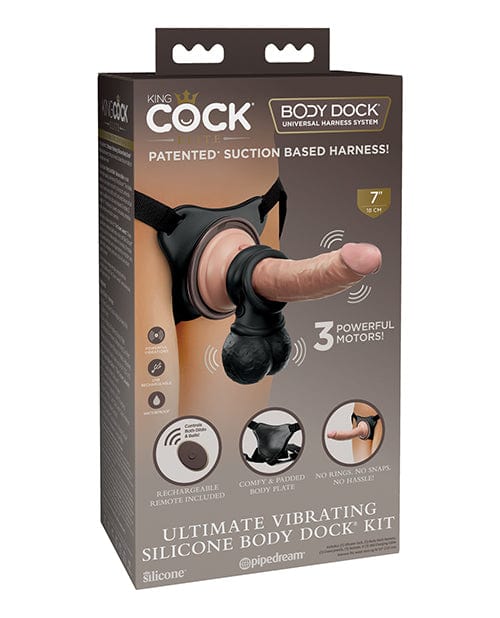 Pipedream Products King Cock Elite Ultimate Vibrating Silicone Body Dock Kit with Remote Dildos