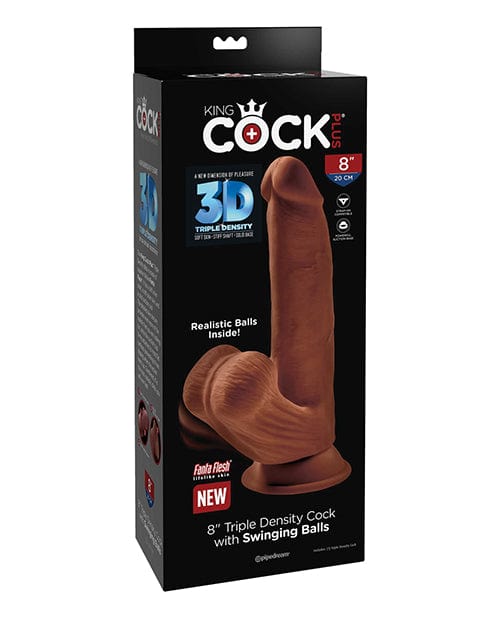 Pipedream Products King Cock Plus 8" Triple Density Cock with Swinging Balls - Brown Dildos