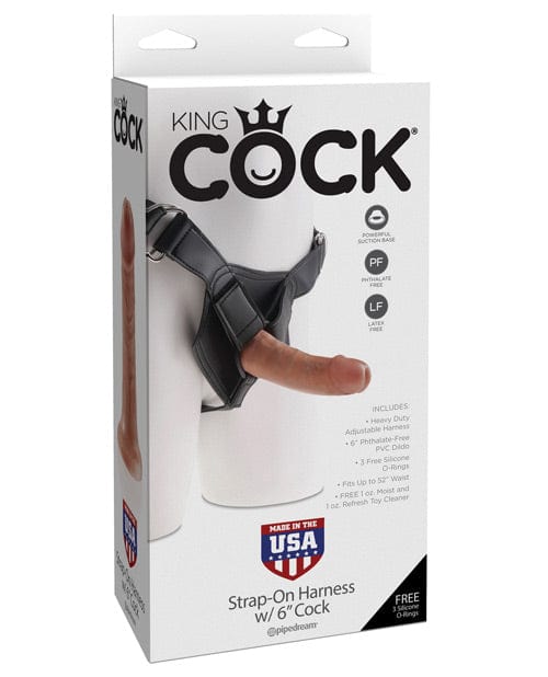 Pipedream Products King Cock Strap On Harness with 6" Cock Tan Dildos
