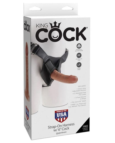 Pipedream Products King Cock Strap On Harness with 6" Cock Tan Dildos
