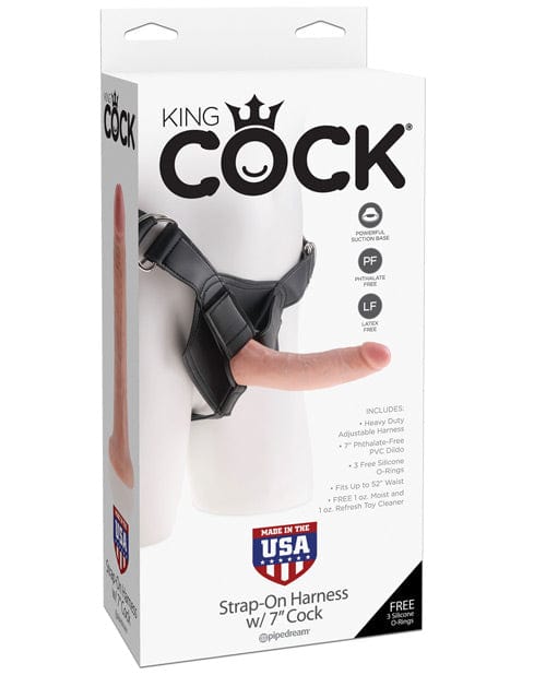 Pipedream Products King Cock Strap-on Harness with 7" Cock Flesh Dildos