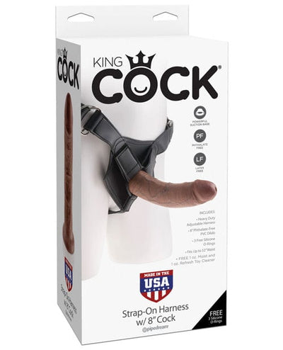 Pipedream Products King Cock Strap On Harness with 8" Cock Brown Dildos
