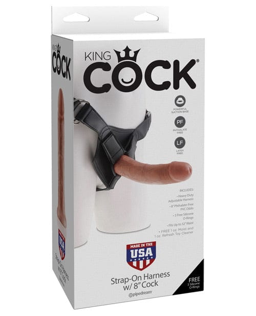 Pipedream Products King Cock Strap On Harness with 8" Cock Tan Dildos