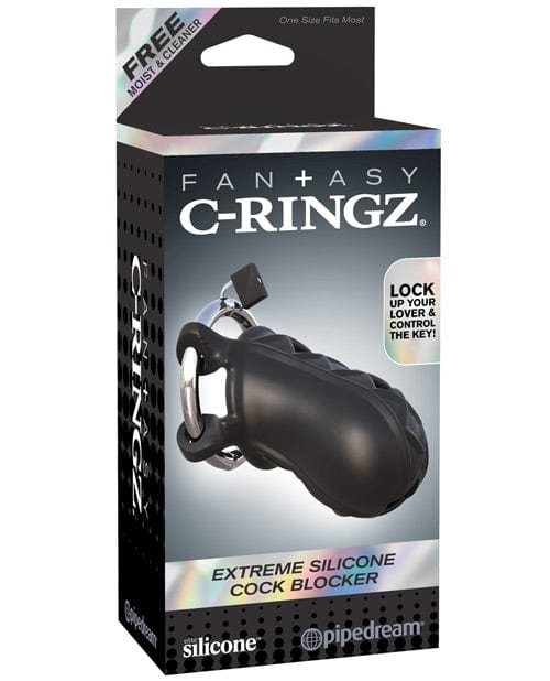 Pipedream Products Fantasy C-ringz Extreme Silicone Cock Blocker - Black Kink &amp; BDSM