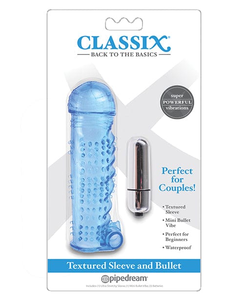 Pipedream Products Classix Textured Sleeve & Bullet Blue Penis Toys