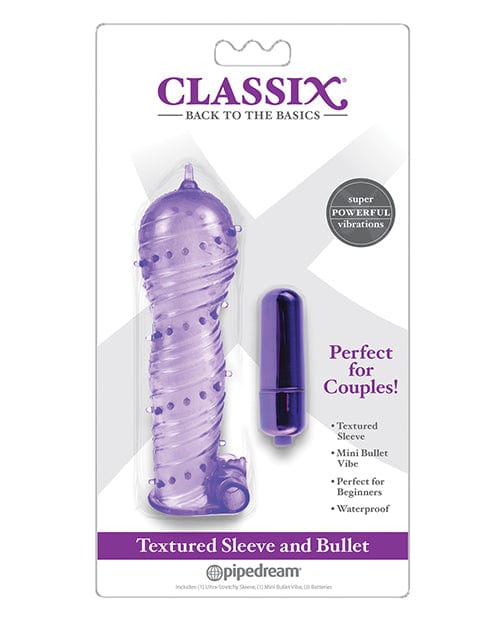 Pipedream Products Classix Textured Sleeve &amp; Bullet Purple Penis Toys
