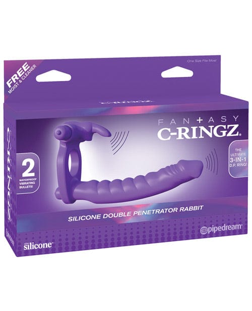 Pipedream Products Fantasy C-Ringz Silicone Double Pene Rabbit - Purple Penis Toys