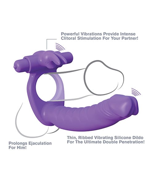 Pipedream Products Fantasy C-Ringz Silicone Double Pene Rabbit - Purple Penis Toys