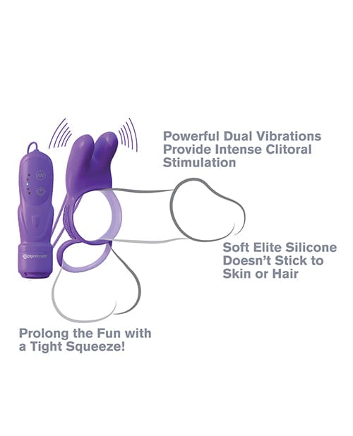 Pipedream Products Fantasy C-ringz Twin Teazer Rabbit Ring - Purple Penis Toys