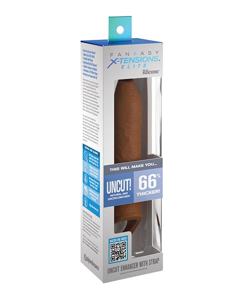 Pipedream Products Fantasy X-tensions Elite Uncut 7" Extension Sleeve W-strap - Tan Penis Toys