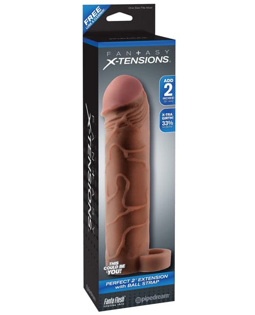 Pipedream Products Fantasy X-tensions Perfect 2" Extension with Ball Strap Brown Penis Toys