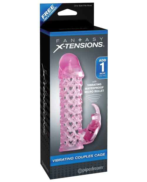 Pipedream Products Fantasy X-tensions Vibrating Couples Cage - Pink Penis Toys