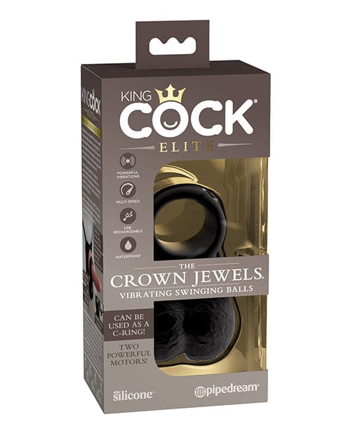 Pipedream Products King Cock Elite The Crown Jewels Vibrating Swinging Balls - Black Penis Toys