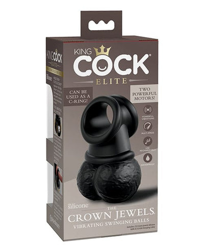 Pipedream Products King Cock Elite The Crown Jewels Vibrating Swinging Balls - Black Penis Toys
