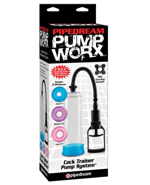Pipedream Products Pump Worx Cock Trainer Pump System with 3 TPR Sleeves Penis Toys