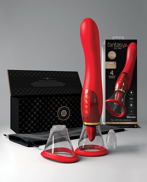 Pipedream Products Fantasy For Her Ultimate Pleasure 24k Gold Seasonal Luxury Edition with Travel Bag Luxury Box - Red Vibrators