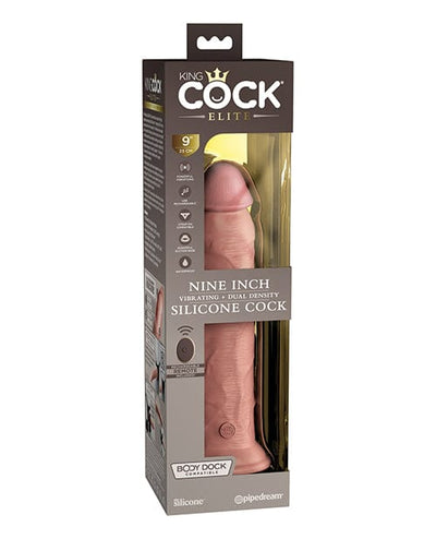 Pipedream Products King Cock Elite 9" Dual Density Vibrating Silicone Cock with Remote Light Vibrators