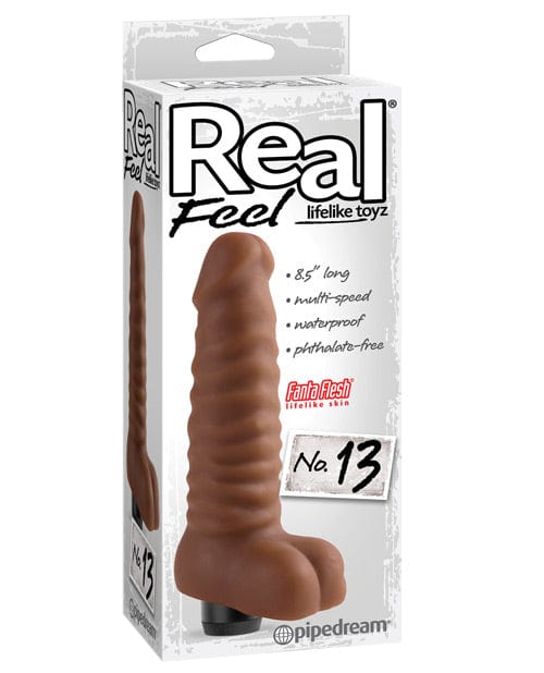 Pipedream Products Real Feel No. 13 - Long 8.5" Vibe Waterproof Multi-speed Mutli-speed Brown Vibrators
