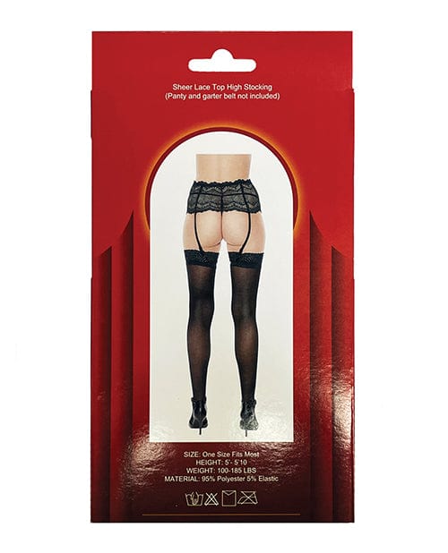 Popsi Lingerie Sheer Lace Top Stocking Black O-s Lingerie &amp; Costumes